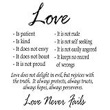Love is Patient Love is Kind Wall Art Decor Vinyl Decal Sayings Religious Bible 1 Corinthians Wedding Marriage Scripture -V1
