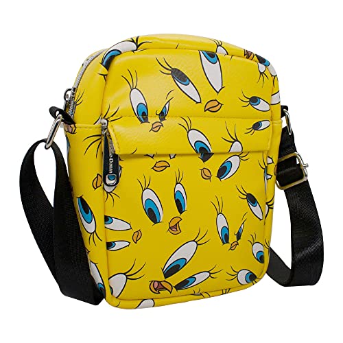 Looney Tunes Bag, Crossbody, Tweety Expressions Scattered, Yellow, Vegan Leather2