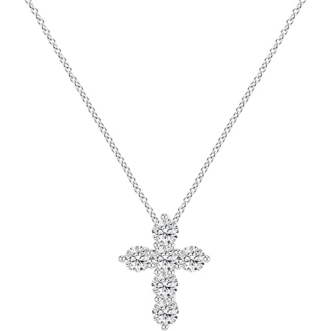 ASHINE 3.7 CT Cross Necklace for Women,14K Gold/White Gold Plated Cubic Zirconia Cross Pendant Necklace,20