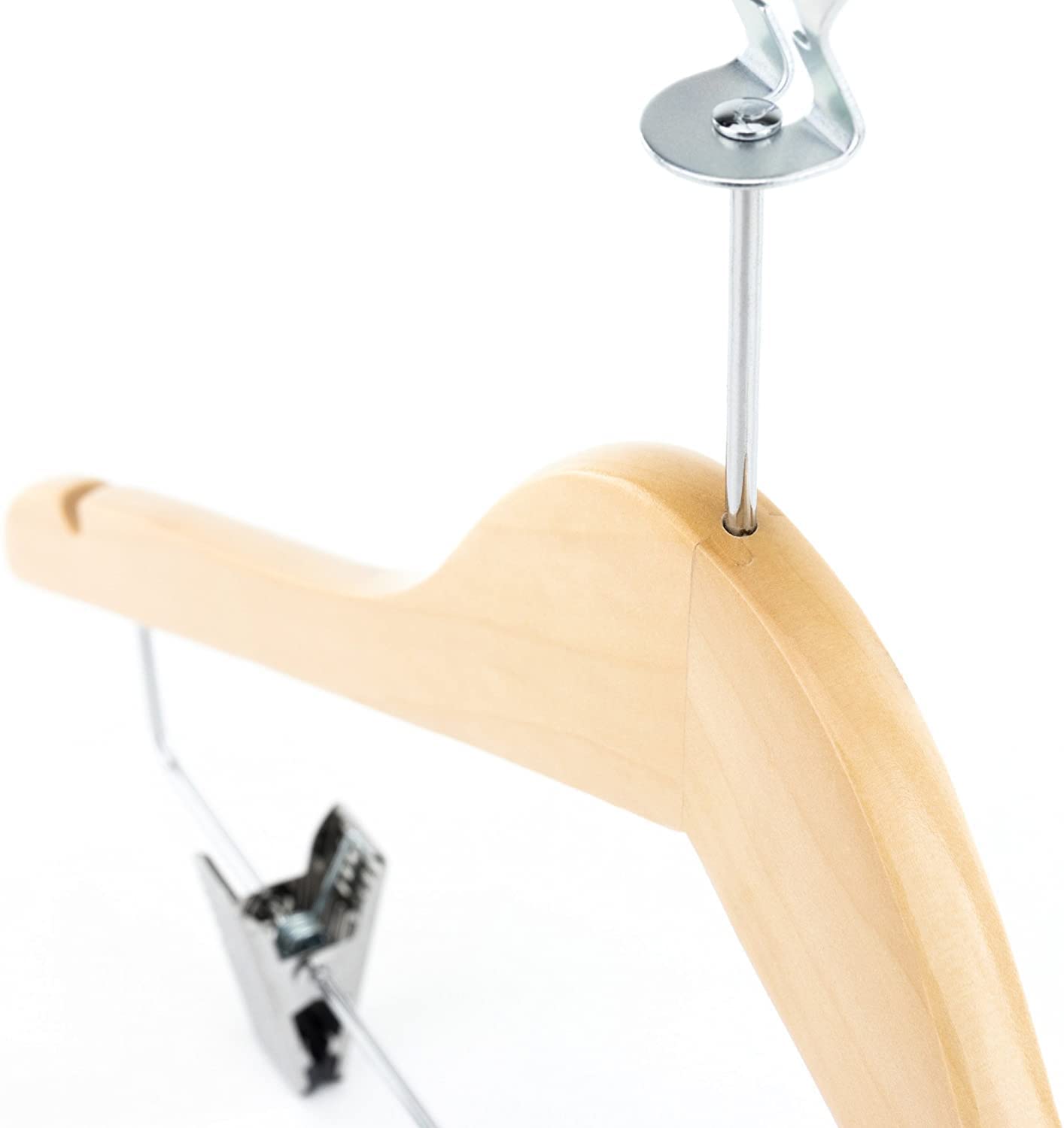 Tradineur - Gruccia in legno Hotel Antifurto con Pinze e Anelli 45 cm (100)