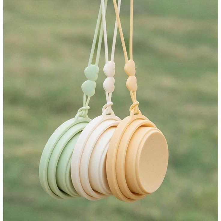 RJFANG Collapsible Travel Cup, Silicone Foldable Design, Portable Camping Cup with Lid, Heat-Resistant