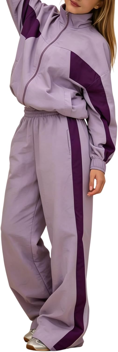 Size 7-16 Years Girls Clothes 2 Piece Zip Up Sweatshirt & Pants Casual Teen Girls Fall Winter Outfit Set
