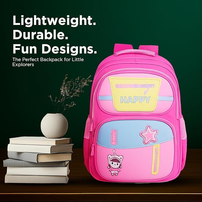 Image of School Bag for Kids Boys & Girls 5-10 Years - Cute Cartoon Dinosaur Backpack Large Capacity Waterproof School Bag with Bottle Pocket Multi-Compartment Lightweight Bag for Nursery & Primary