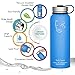Swig Savvy Sports Water Bottle, Vacuum Insulated Stainless steel, Double Wall Wide Mouth Leakproof Lid - 40oz (Blue)