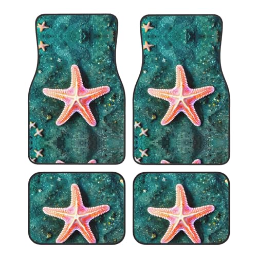 Tapis de sol voiture universels antidérapants 4 pièces au motif coquillage mer