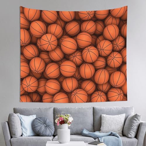 Tapisserie orange de basket-ball au design imprime esthetique pour grand pan de mur