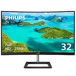 PHILIPS 322E1C 32″ Super-Curved Frameless Monitor, Full HD VA, 104% sRGB, Adaptive-Sync 75Hz, VESA, 4Yr Advance Replacement Warranty, Black/Silver