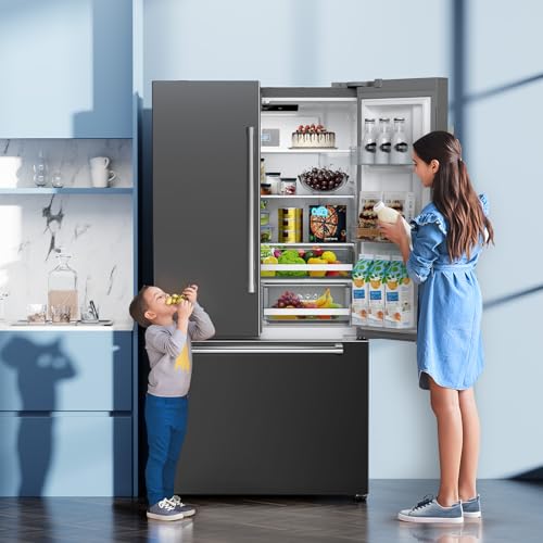 Image of Antarctic Star 2 French Door Refrigerator, Auto Ice & Water Filter, VCM Stainless, Multi-Air, Fast Cooling, Inverter, LED Alarm, Energy Star, 20.3 Cu Ft, Grey