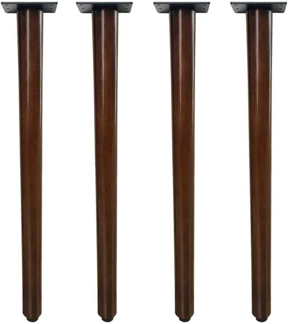 QLLY 28 inch Solid Wood Table Legs, Wooden Desk Leg, Heavy Duty DIY Wood Furniture Legs for Dining Table, Office Desk, Set of 4, Easy Assembly (Dark Walnut, 28 inch)