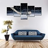 5 Panel Canvas Wall Art Painting Hockey Stick and Puck Sliding Across The Ice Slap Shot Player for S