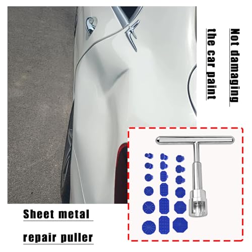 18 Stück Dellen Reparaturset Auto, T Bar Beulen Reparaturset Auto Ausbeulwerkzeug Karosserie, Beulenzieher Auto Kleine Dellen, Dellenzieher Auto Dellen Reparaturset, Rausziehen Saugnapf Entferner