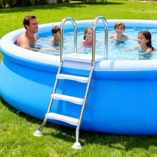 Escalera para piscina de 3 pasos doble cara acero inoxidable 304 miniatura 2