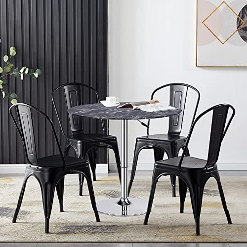 Waktavel Round Marble Bar Table, Adjustable Height Breakfast Coffee Table 360° Swivel Pub Table High Cocktail Counter For Dining Room Kitchen Living Room (Black) #TOP2