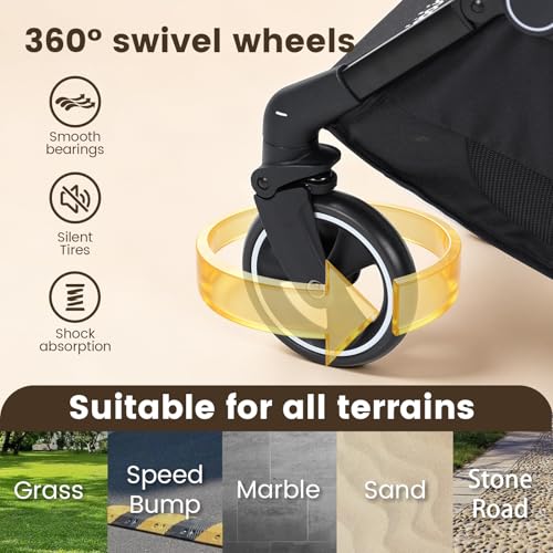 Image of T3 Small Dog Stroller (Beige) | Detachable Carrier, Easy Assembly, Aluminum Alloy Frame, Larger Rear Wheels, Breathable Fabric, One-Touch Braking