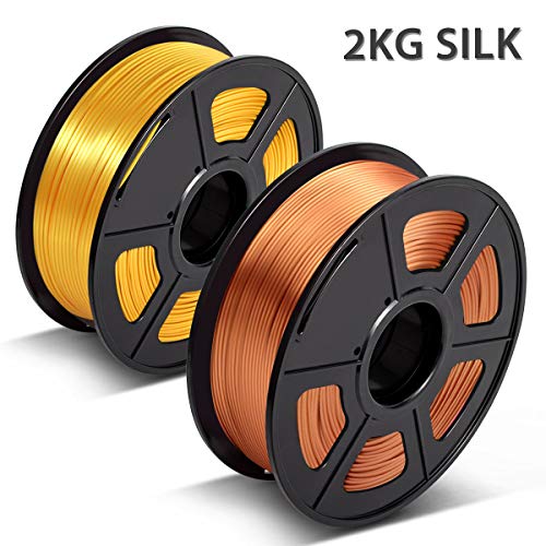 Shiny Silk RedCopper & LightGold PLA Filament 1.75mm,3D Warhorse PLA 3D Printer Filament,2KG/Spool,Metal Shiny PLA Printing Materials,Dimensional Accuracy +/- 0.02 mm