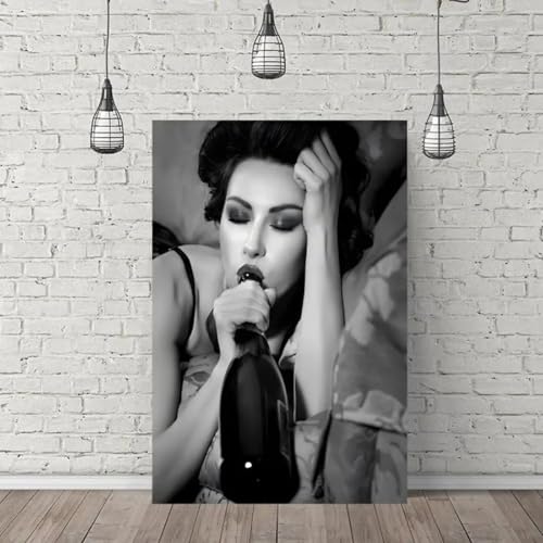 Affiche imprimée en noir et blanc XINBAO femme talons hauts art mural toile 50x70 cm
