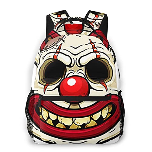 USGYY Mochilas Escolares, Payaso de terror Zombie Face Mochila Niños Chicas Casual Mochila para Portatil Mochila Universidad Resistente Mochila Instituto