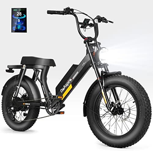 FIOTAS ReAspire Electric Bikes Adult 48V 20.1Ah Lithium Battery Ebike 750W Motor 20'' Fat Tire E Bikes Memory Foam Leather Seat Snow Beach Electric Bicycle Dual Shock Absorbers Shimano 7-Speed (Black)