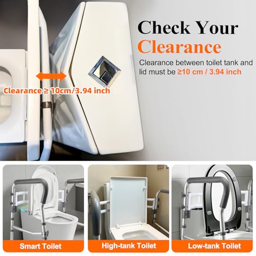 DePango Toilet Safety Rails for Elderly, Adjustable Handicap Toilet Seat with Handles, Sturdy Toilet Support Frame with Arms, Gifts for Seniors and Disabled - Image 7