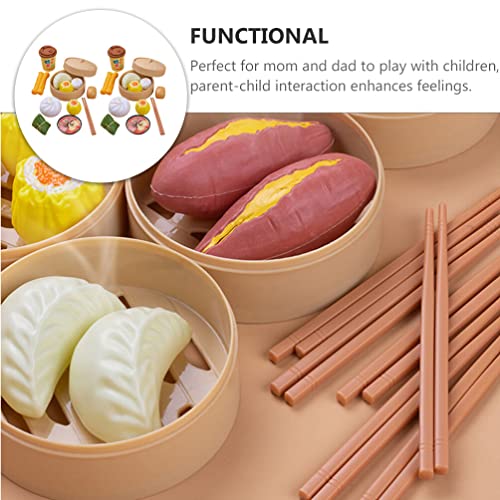 TOYANDONA Lot de 2 Ensembles de 26 Jouets de Simulation pour Enfants Kit de Cuisine Chinois Dim Sum Jouet de Cuisine à la Vapeur Jouet interactif pour Le thé, Le Petit déjeuner Ensemble de – vue 2