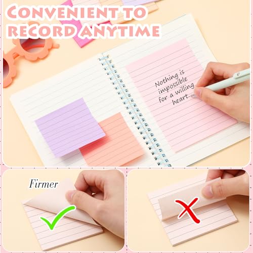Image of Yexiya 64Pcs Lined Sticky Notes 4x6'' 3x3'' Self Stick Notepad Pastel Color