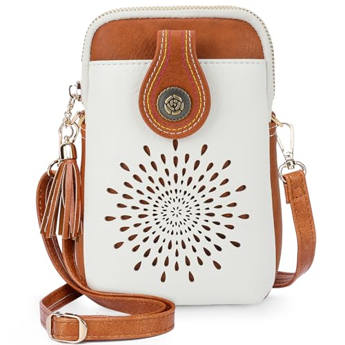 Image of APHISON Small Crossbody Bags for Women, Lightweight Vegan Leather Cell Phone Purse, Cute Purses with Tassels