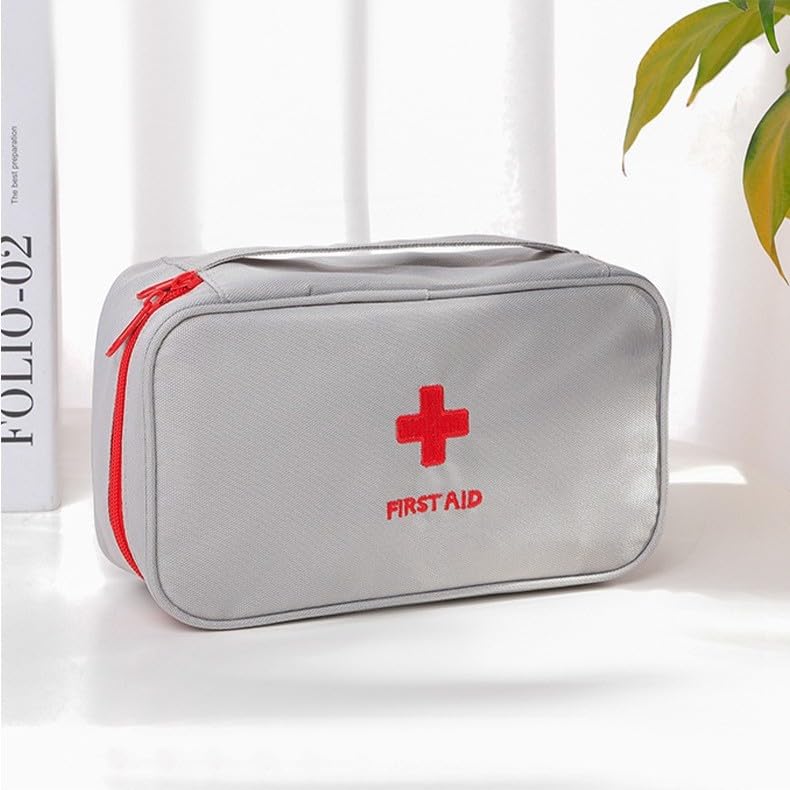 Image of Sumiko First Aid Kit Bag | Medicine Storage Box | Multi-Utility With Handle | Portable & Spacious Emergency Kit Organizer With Mesh Pouch & Elastic Loops | Perfect For Travel Camping Home Gift (White)