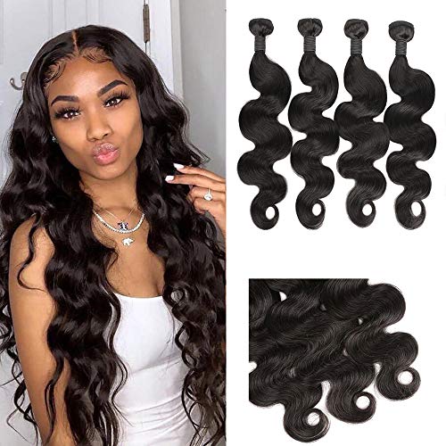 Body Wave 4 Bundles 14 16 18 20 Inch 100% Unprocessed Virgin Human Hair Bundles Body Wave Double Strong Weft Natural Color soft