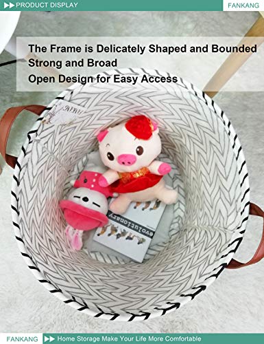 Fankang Storage Basket, Nursery Hamper Canvas Laundry Basket Foldable With Waterproof Pe Coating Large Storage Baskets For Kids Boys And Girls, Office, Bedroom, Clothes,Toys（Geometric） thumb #3