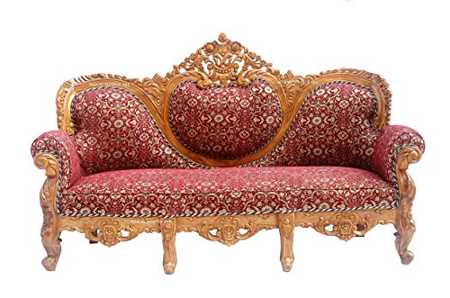 Image of Luxury Wooden Teakwwood Five Seater Sofa Set for Living Room (Honey Brown) Solid Wood Outdoor Chair 5 Seater Sofa | (25)