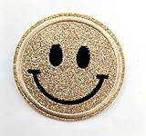 Hobbies and Patch Parche Termoadhesivo Smile Cara Emoji Emoji Emoji Glitter Glitter Glitter para planchar o coser decoración mochila sudadera jersey bolso chaqueta vaquera estuche delantal niña niña