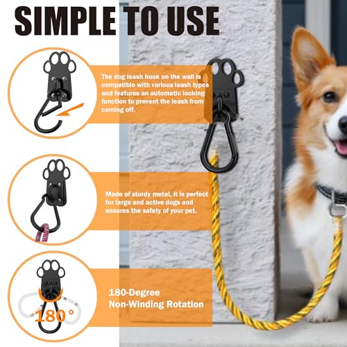 XIAOXINGYUN Heavy-Duty Indoor and Outdoor Dog Leash Holder for Wall – Automatic Closing Dog Leash Hook, Secure and Escape-Proof Hook for Lead Management, Easy to Install for Home & Business - Image 4