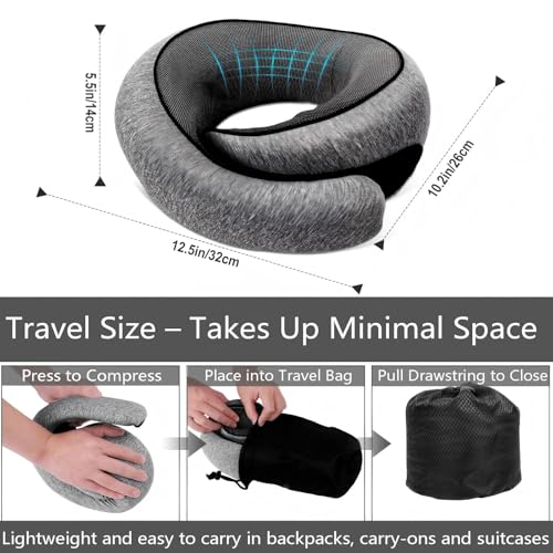Travel Neck Pillow for Airplane, Memory Foam Neck Pillow - image 2