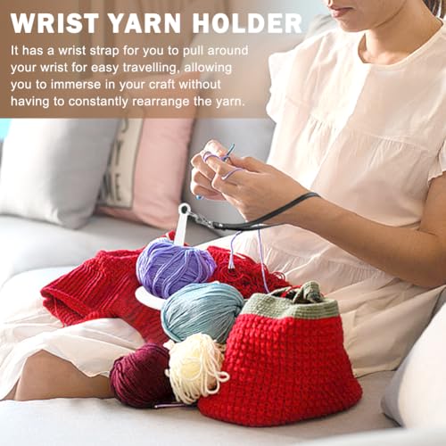 Image of Portable Wrist Yarn Holder with Wrist Strap, Wrist Yarn Holder for Crocheting, Yarn Ball Holder Crochet Yarn Holder for Knitting Craft Lover, Beginner Spinner Yarn Holder