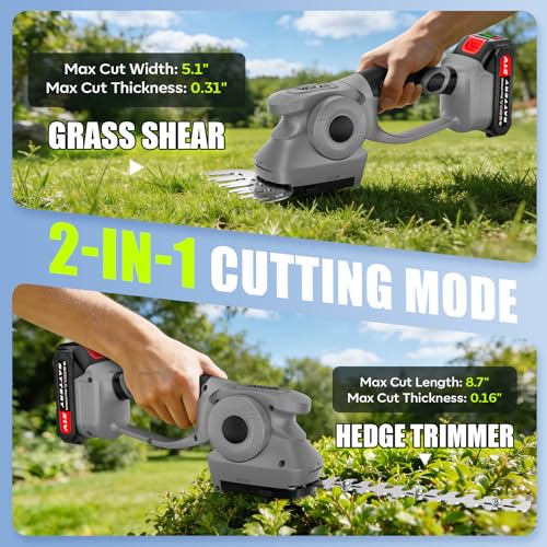 Image of 2-in-1 600W 21V Cordless Hedge Trimmer, Gray