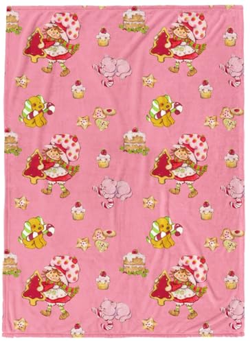 Jay Franco Kids Christmas Plush Throw Blanket 50x70 Inches Soft & Cozy Fleece Throw for Holiday Bedroom & Couch Dcor Official Licensed Product Pink - Strawberry Shortcake
