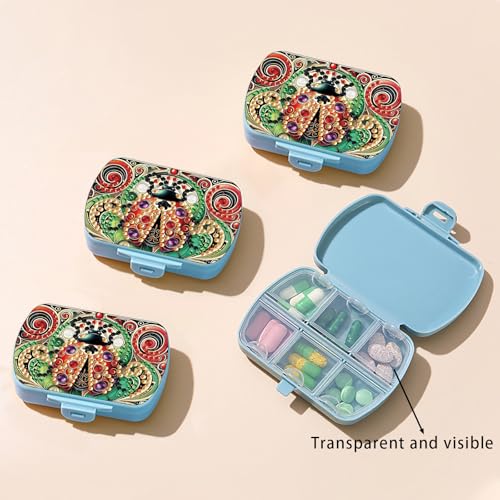 Image of ARTopet Diamond Art Painting Mini Storage Box with 6-Grid Creative Design Compact Portable Small Case for Purse Travel Daily (Ladybird)