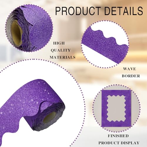69Feet Bulletin Board Borders, Board Trims Shiny Decorative Border Trims Sparkle,Classroom Decor,Poster Board,Whiteboard,Wall Decoration,Party, Decoration with Classroom Border Panel(Deep Purple)