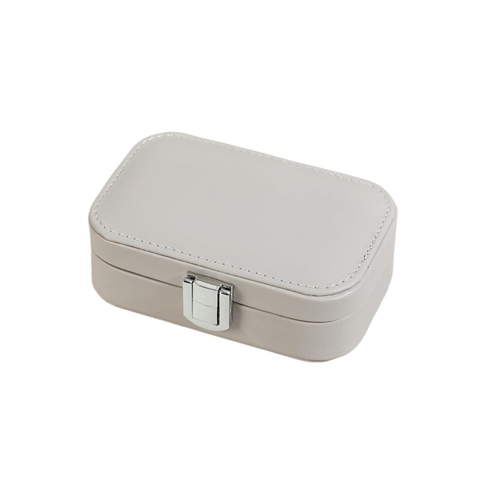 ESTDKMNOS Portable Jewellery Case， Multicolor PU Leather Paper Travel Ring Earring Box With Snap Button And Velvet Lining(Light Grey)