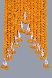 The Art Box Mango Yellow Marigold Garland Pack of 5 Pcs - 5 Feet Each Diwali Decorations Indian Wedd
