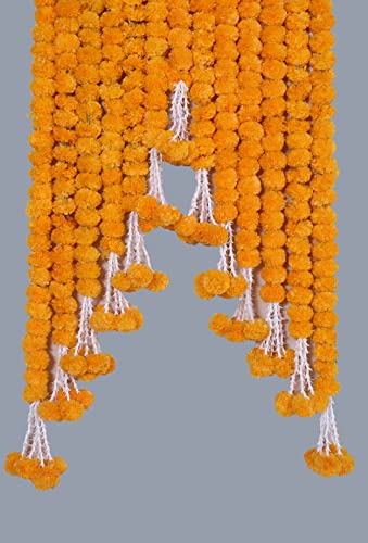 The Art Box Mango Yellow Marigold Garland Pack Of 5 Pcs - 5 Feet Each Diwali Decorations Indian Wedding Decoration Artificial Flowers Fake Flower Garland Christmas Flower Garland Strand Backdrop Decor #TOP7