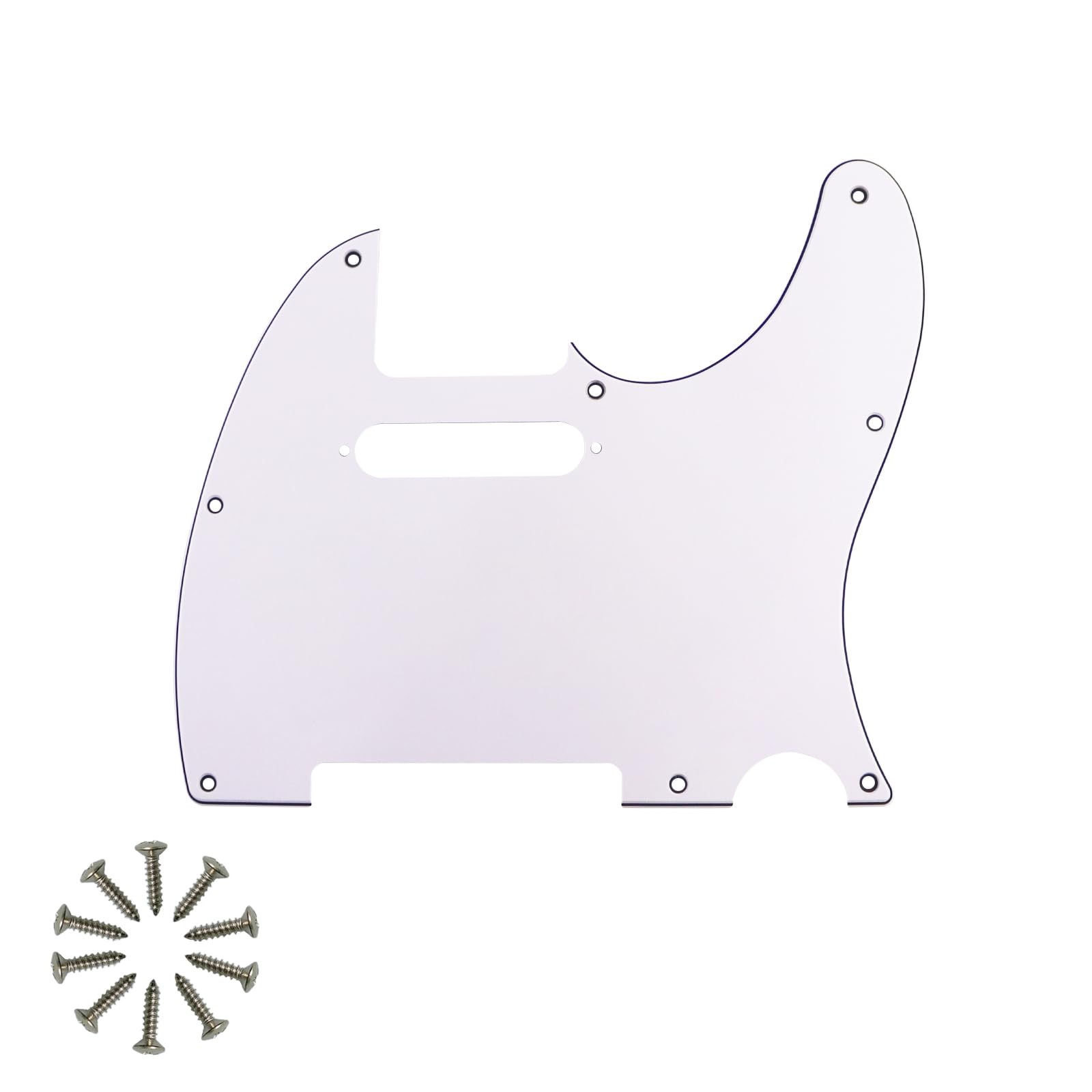 8-Hole Tele Pickguard for Fender Telecaster Guitar, White 3Ply
