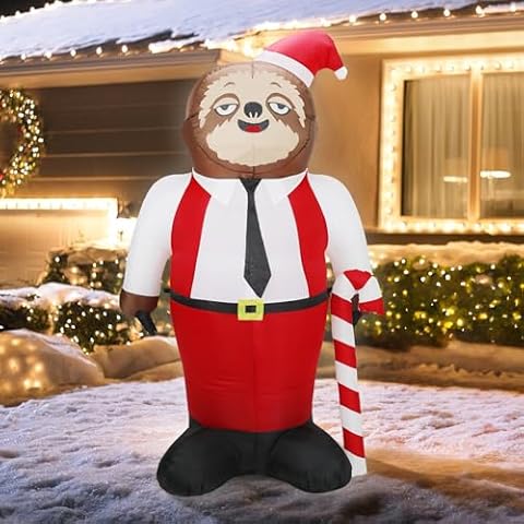 YOUBEMAGIC 5.5FT H Christmas Inflatable Mr.Sloth with Build-in LED Lights, Blow up Christmas Inflatable Outdoor Indoor Decorations Large Party Yard Decoration (Christmas Inflatable Sloth) Cover