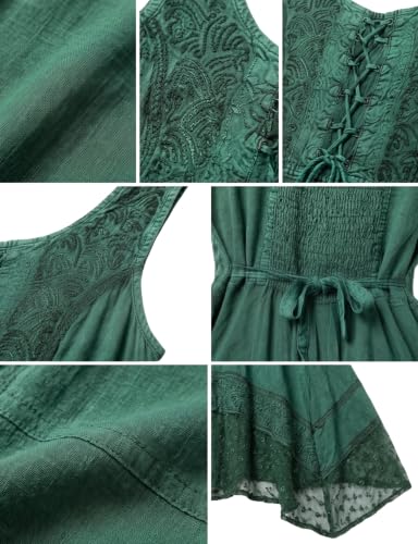 Image of Sakkas Magdilena Stonewashed Corset Front Embroidered Dress
