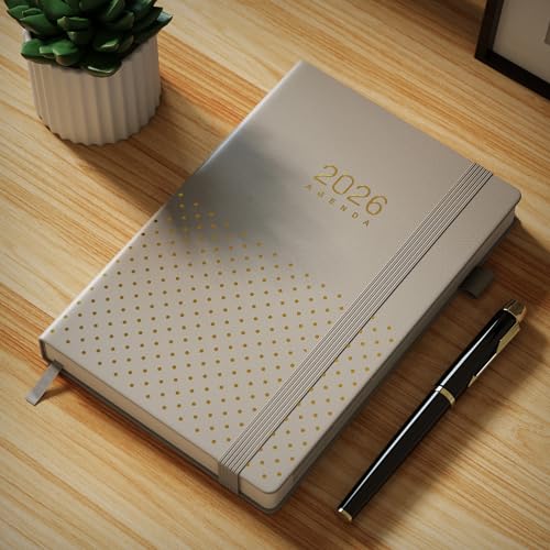 TDOLISSTE - Calendario 2026 Planificador, A5 Agenda Libro Calendario 365 Páginas Plan Diario y 24 Páginas Plan Mensual, Multilingüe, Porta Lápices y Bolsillo Interior, Edición Encuadernada (Gris) - imagen 9