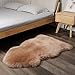 IRIWOOL Premium Genuine Fur Sheepskin Rug Real Australia Sheepskin Natural Luxury Fluffy Lambskin Fur Area Rug Seat Covers for Kids Bedroom Sofa Chair Cover (Light Brown, Single Pelt/2ft x 3ft)