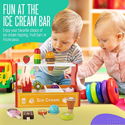 Toy Chest Nyc Wooden Ice Cream Parlor Playset for Kids 3 Years and Up
