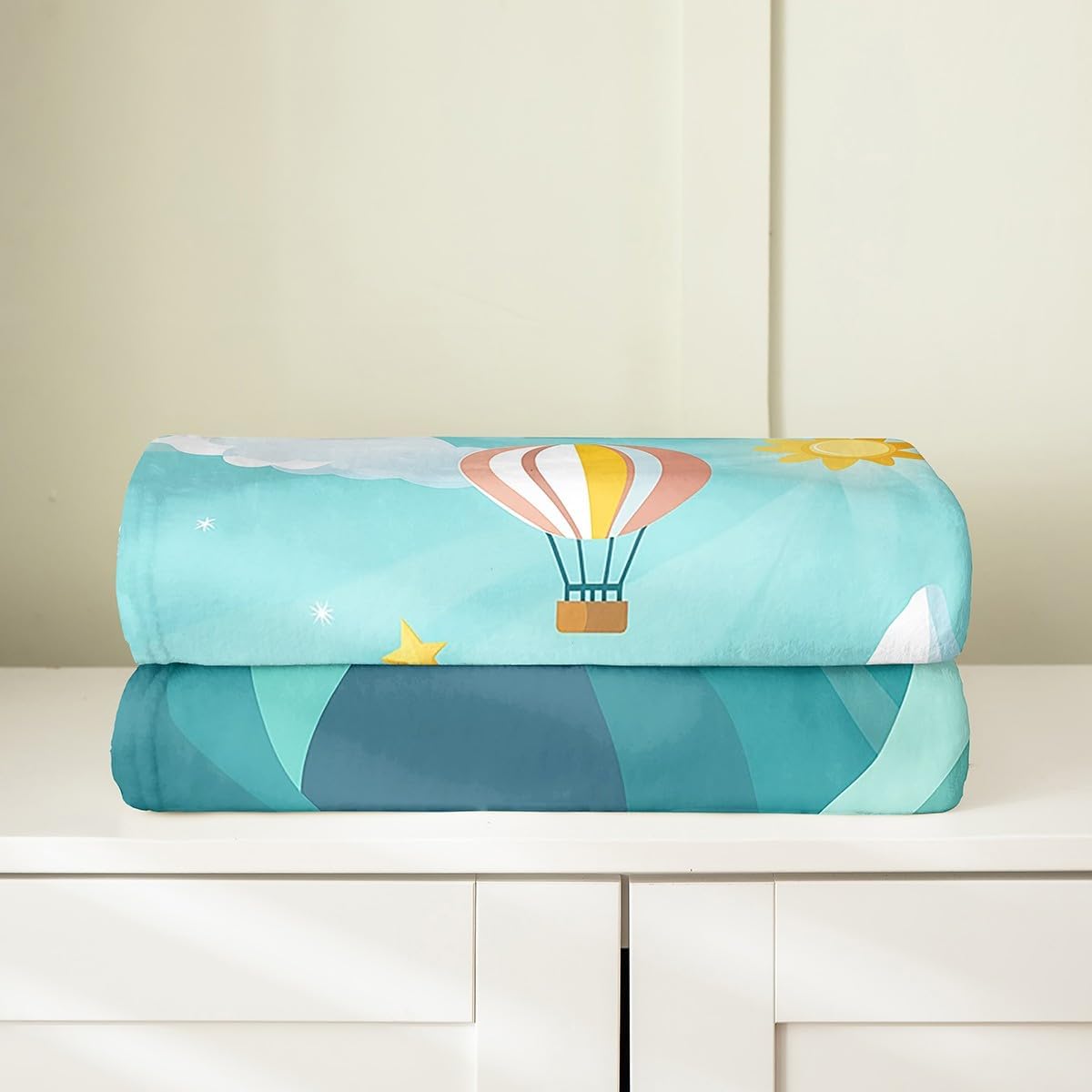 Erosebridal Kids Airplane Blanket Twin 60x80 Cartoon Aircraft Throw Blanket for Boys Girls Hot Air Balloon Print Pattern Cute Colorful Planes Decor for Sofa Bed Couch