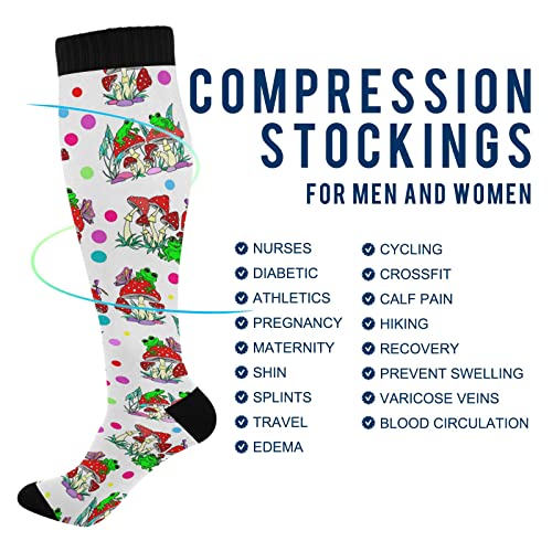 Wusikd Frogs Mushrooms Compression Socks for Women and Men Circulation Long Socks for Athletic Running 14