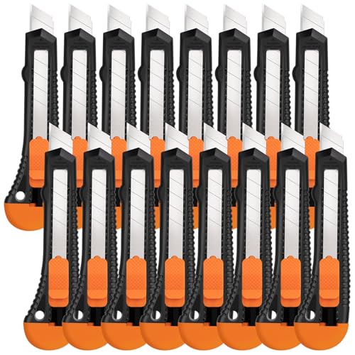 Image of 16 Pack Box Cutter Retractable, 18mm Utility Knife, Razor Knife
